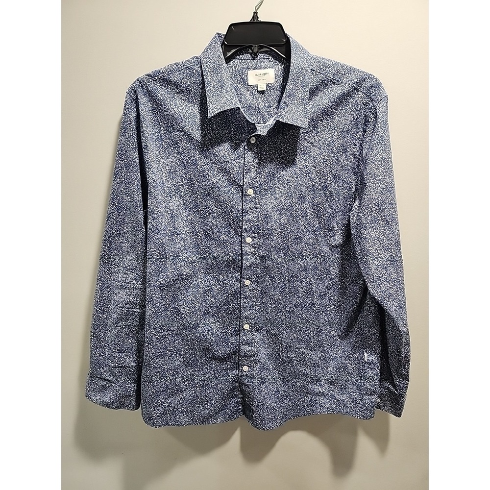 Julian & Mark Shirt Men XL Long-sleeved Button-up Blue Floral Print Cotton Blend